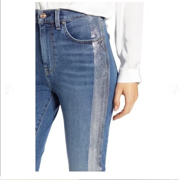 NWT 7 FOR ALL MANKIND B(air) High-waist Ankle Skinny Jeans 27 Glitter - Picture 4 of 13